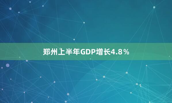 郑州上半年GDP增长4.8％
