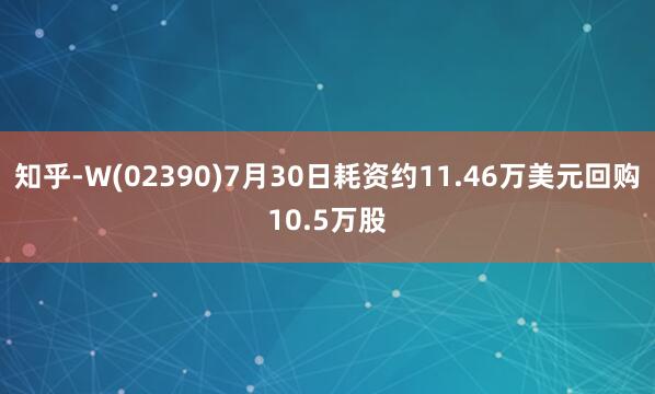 知乎-W(02390)7月30日耗资约11.46万美元回购10.5万股
