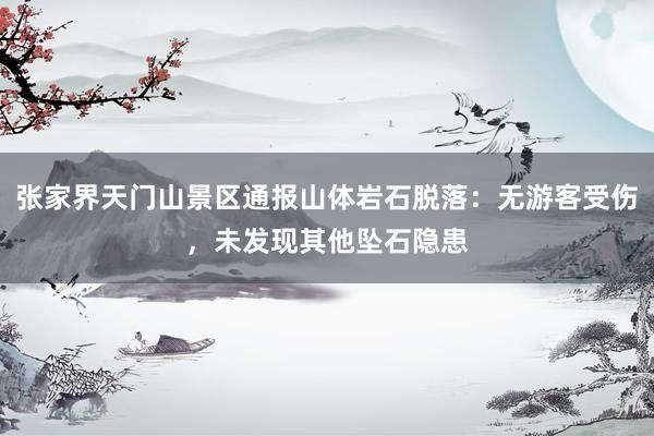 张家界天门山景区通报山体岩石脱落：无游客受伤，未发现其他坠石隐患