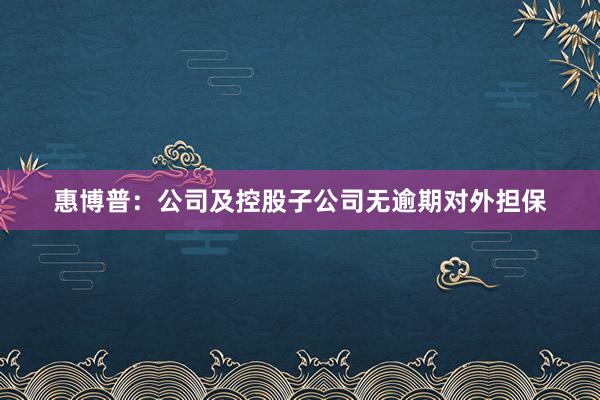惠博普：公司及控股子公司无逾期对外担保