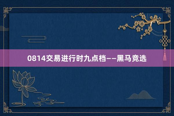 0814交易进行时九点档——黑马竞选
