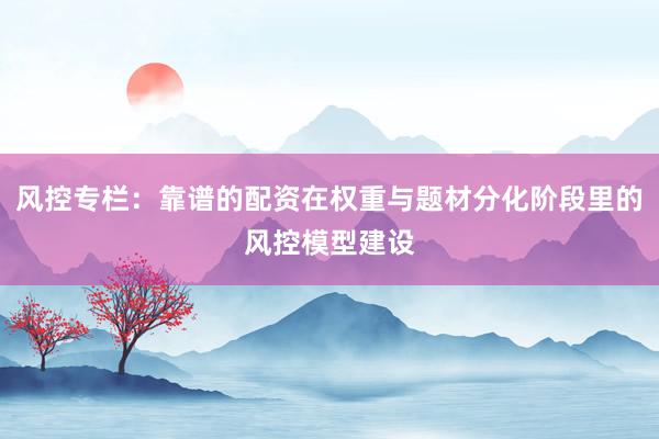 风控专栏：靠谱的配资在权重与题材分化阶段里的风控模型建设