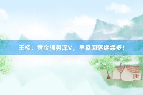 王杨：黄金强势深V，早盘回落继续多！