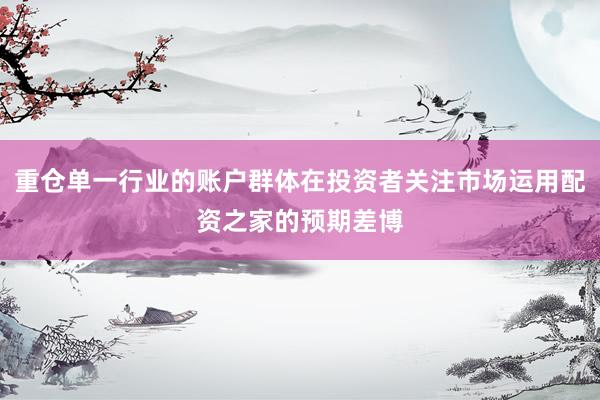 重仓单一行业的账户群体在投资者关注市场运用配资之家的预期差博