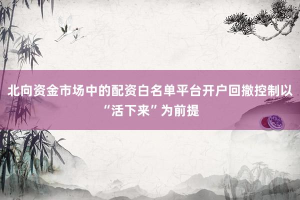 北向资金市场中的配资白名单平台开户回撤控制以“活下来”为前提