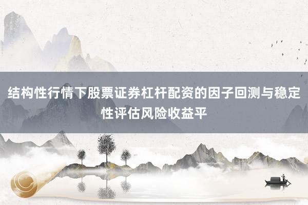 结构性行情下股票证券杠杆配资的因子回测与稳定性评估风险收益平