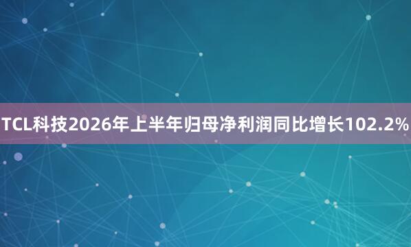 TCL科技2026年上半年归母净利润同比增长102.2%
