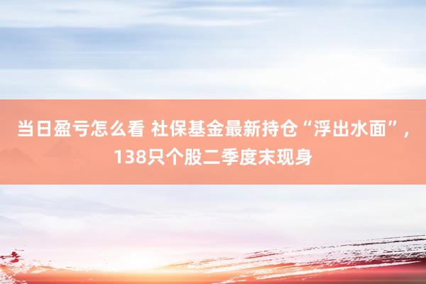 当日盈亏怎么看 社保基金最新持仓“浮出水面”，138只个股二季度末现身