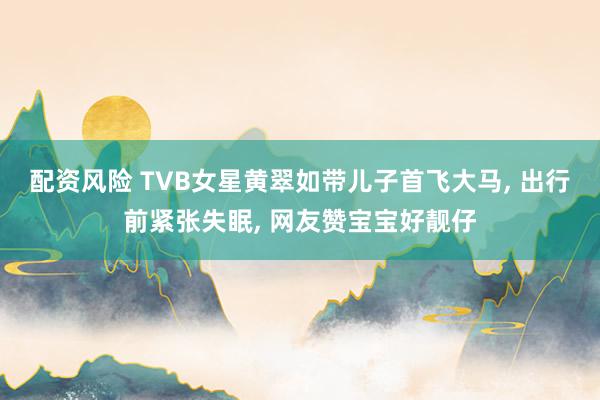 配资风险 TVB女星黄翠如带儿子首飞大马, 出行前紧张失眠, 网友赞宝宝好靓仔