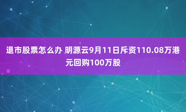 退市股票怎么办 明源云9月11日斥资110.08万港元回购100万股