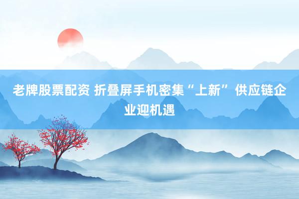 老牌股票配资 折叠屏手机密集“上新” 供应链企业迎机遇