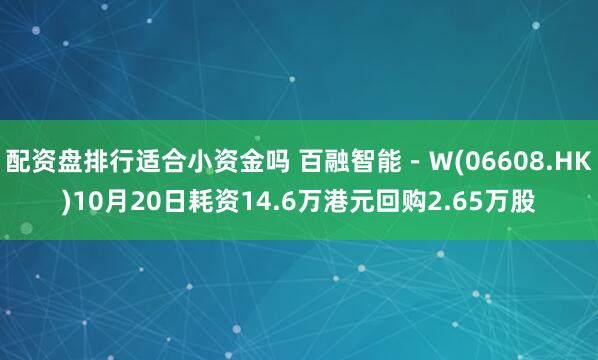 配资盘排行适合小资金吗 百融智能－Ｗ(06608.HK)10月20日耗资14.6万港元回购2.65万股