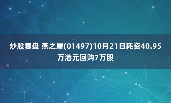 炒股复盘 燕之屋(01497)10月21日耗资40.95万港元回购7万股